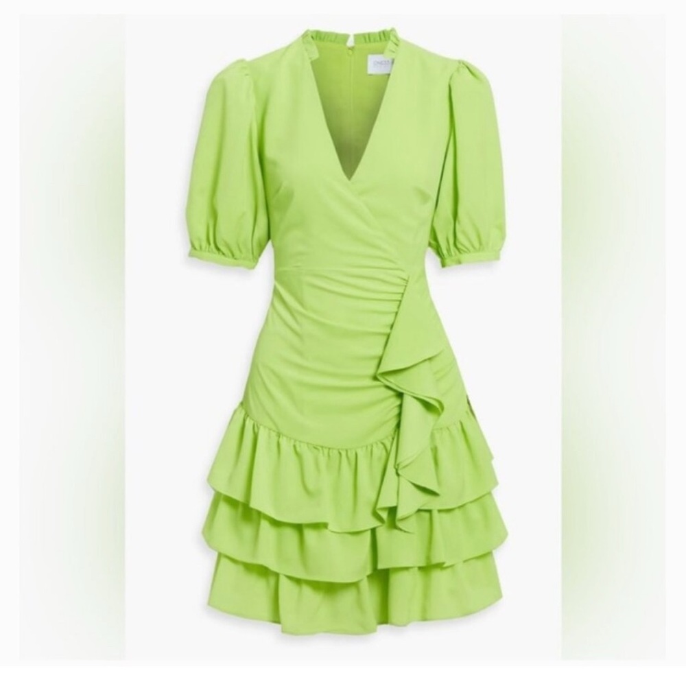 Chic Lime Ruffle Mini Dress - Picture 3 of 6